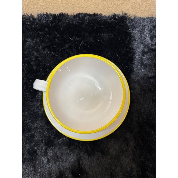 Handpainted Ceramic Large Cup Saucer Cappuccino Latte Soup Italy - Picture 4 of 9